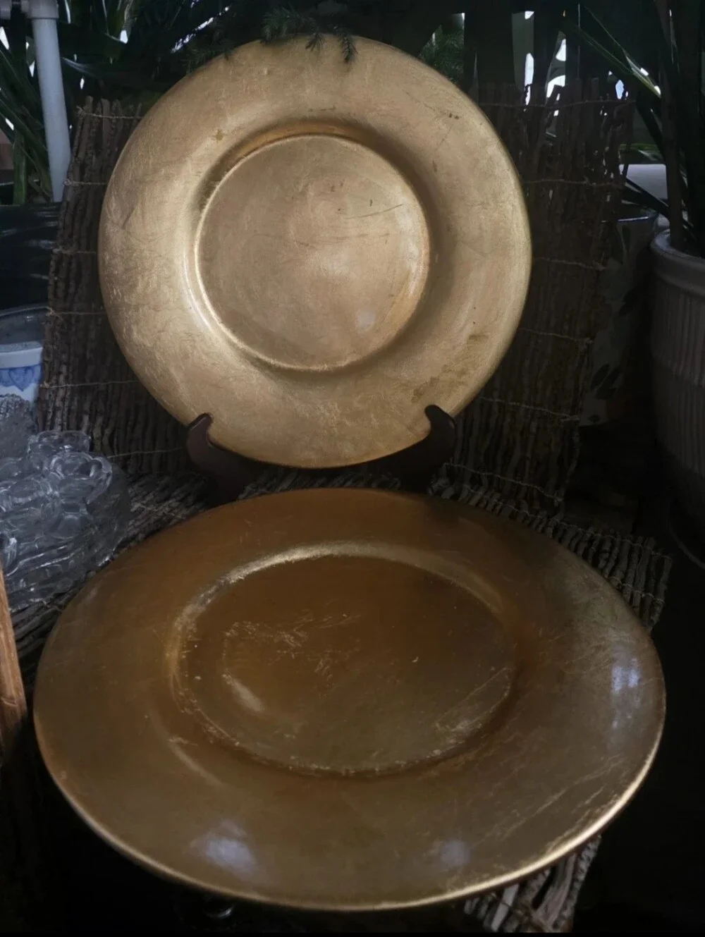 2 Pier 1 Gold Decorative Charger Plates Elegant Home Dining Accent 13